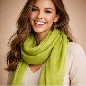 Prague Boutique Lime Green Sheer Wrap Scarf Lightweight Shimmer